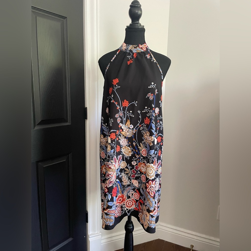 Floral Halter Neck Dress - Black NWOT